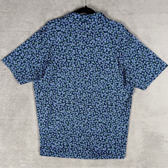 Bad Birdie Lily Lilac Performance Polo Men's XL Blue Stretch Floral Golf Shirt - Picture 8 of 12